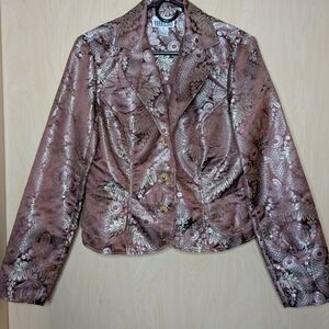 80s/90s Vintage Robbie Bee Metallic Floral Brocade in Pink and Silver Blazer
